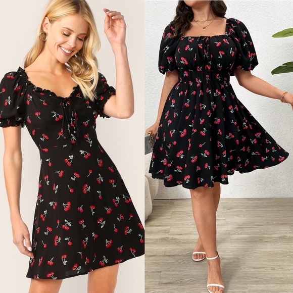 Liberty Love Dresses & Skirts - Black Cherry Print SunDress Mini Dress NWT